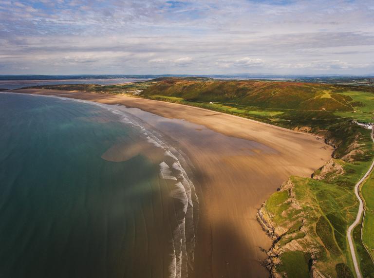 Rhossili Bay from above.