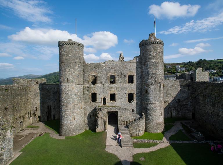 exterior view of Harlech Castle, Mid Wales.
