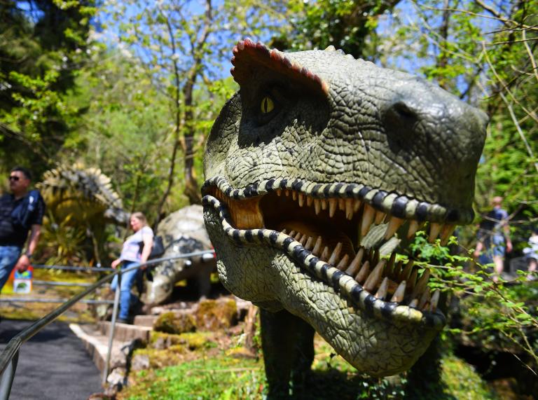 Dinosaur sculpture at Dan yr Ogof.