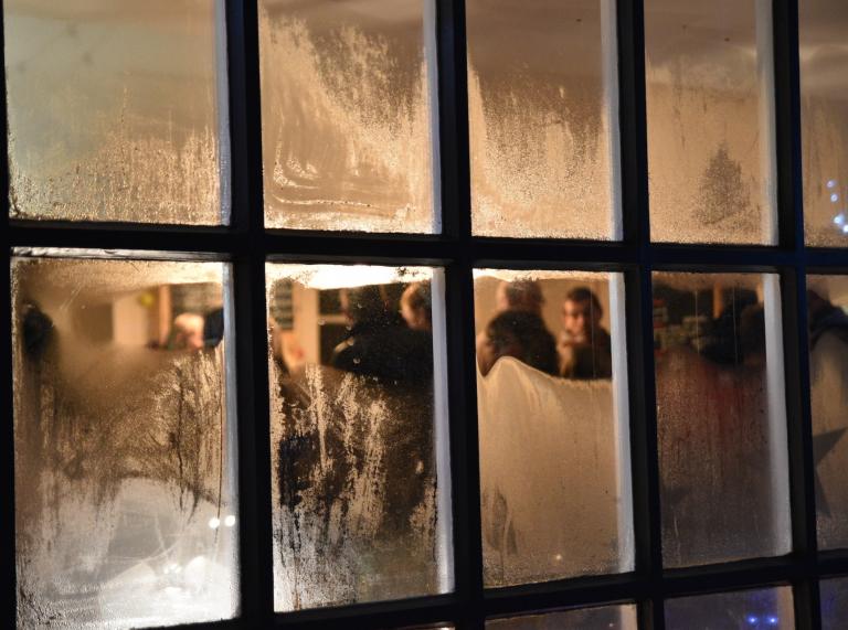 The outside of a frosty window 