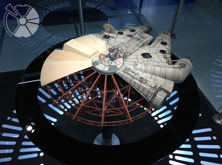 A film prop spaceship at an exhibition.