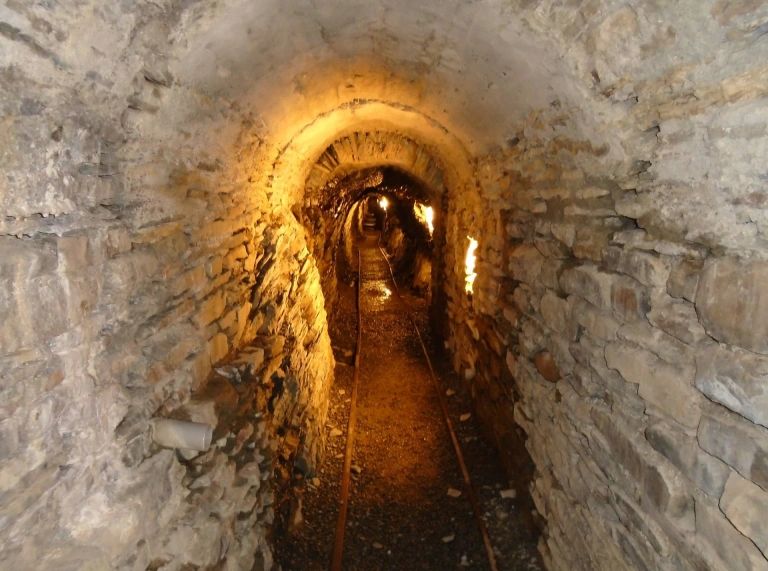 Underground tunnel at Silver Mountain Experience.