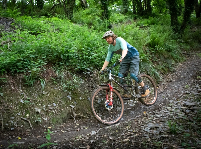 cyclist going downhill.