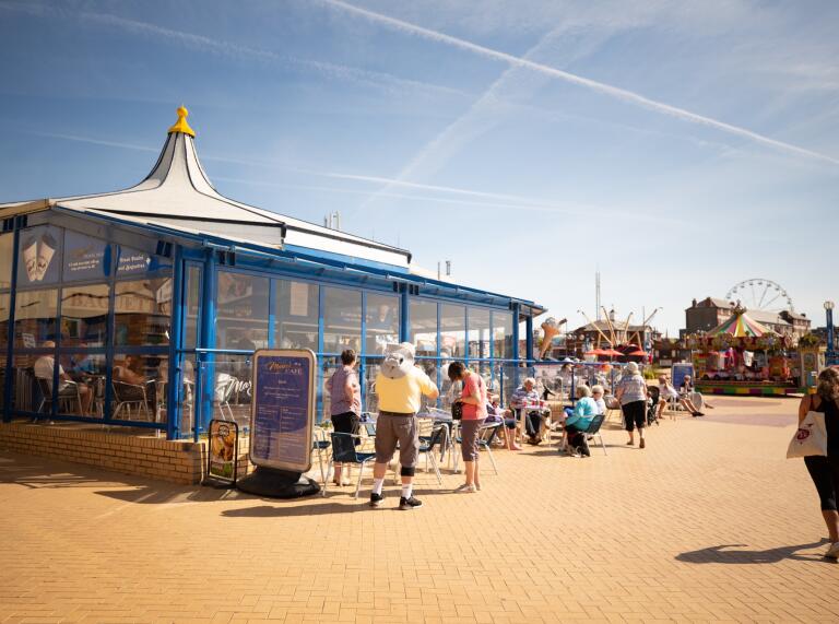 Exterior of Marco's Coffee shop, Barry Island. 