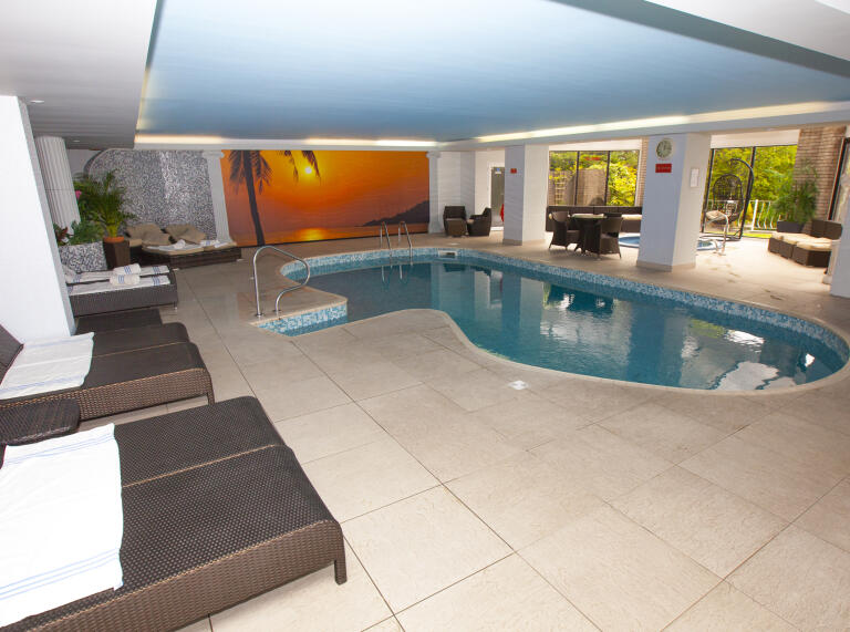 A swimming pool in a spa area.