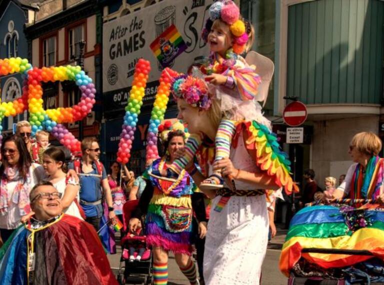 A colourful parade at Pride Cymru.
