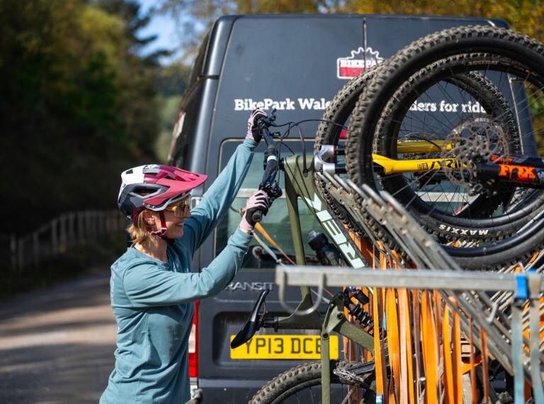 uplift service with female cyclist