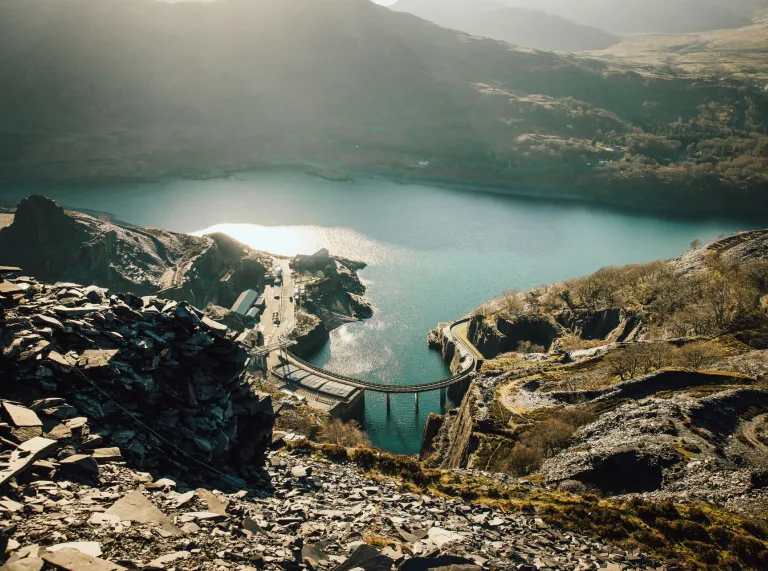 Slate quarry with clouds and grey moody light