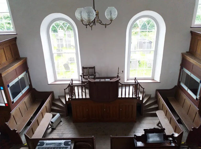 interior view of chapel looking down