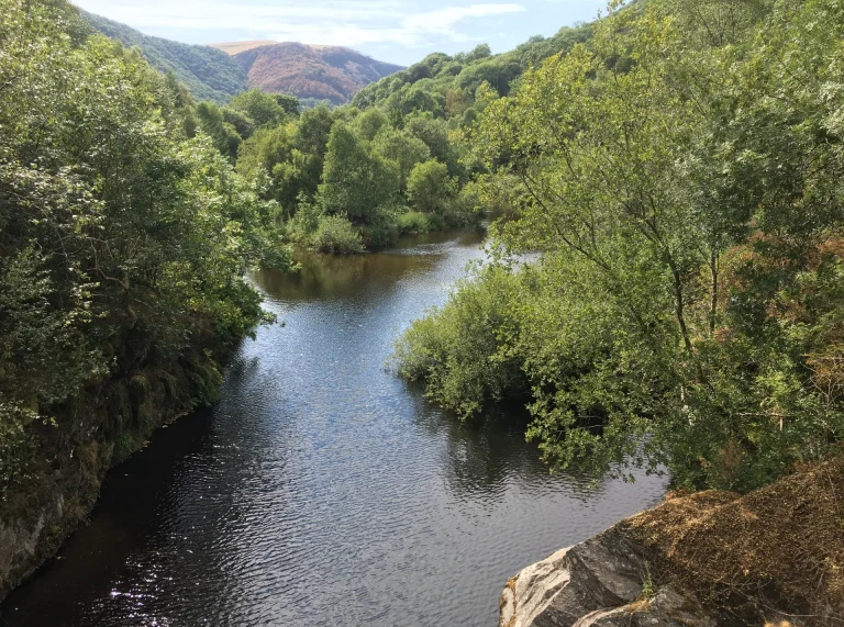 River and woodland views along the Cambrian Way walking trail.