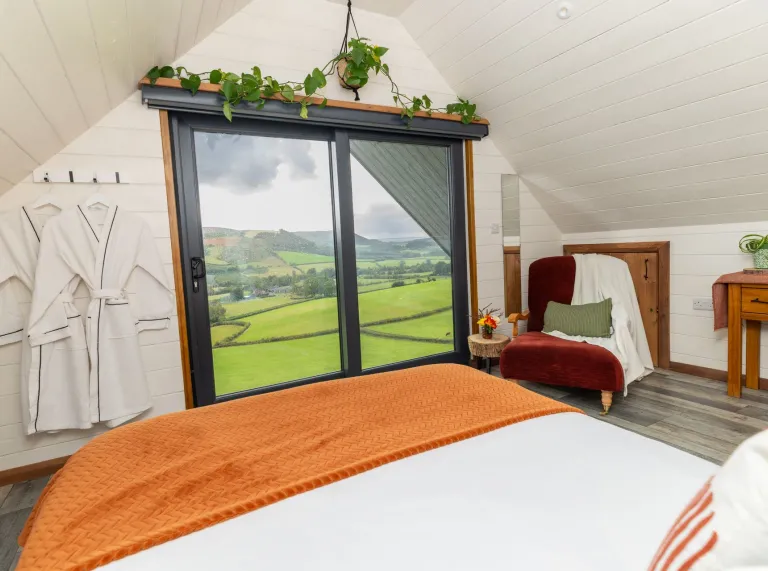 bedroom with countryside views.