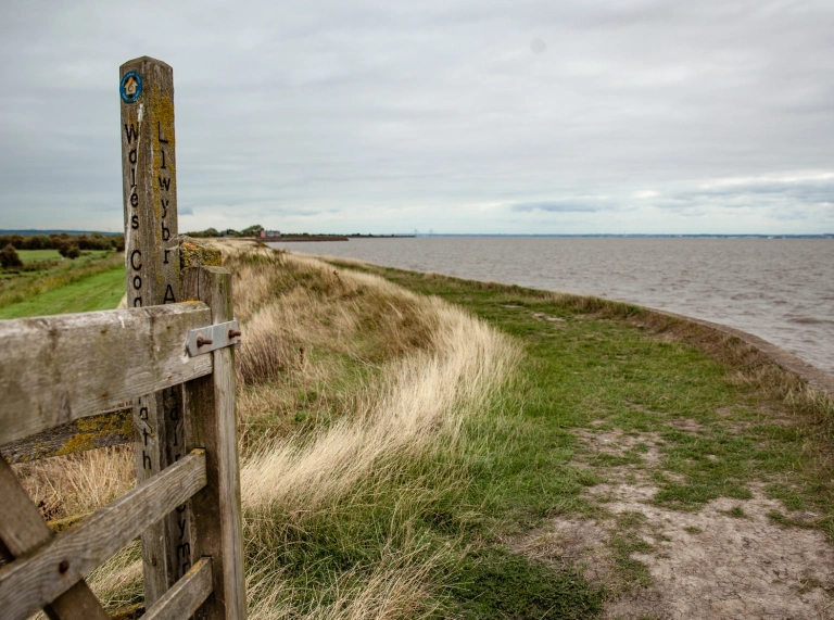 Wales Coast Path by Newport Wetlands.