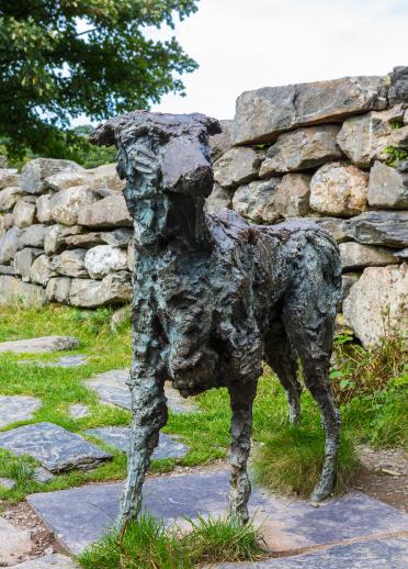 Statue of the dog Gelert in Beddgelert.