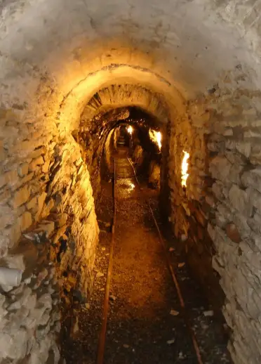 Underground tunnel at Silver Mountain Experience.