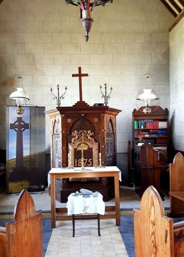 interior of chapel with altar.