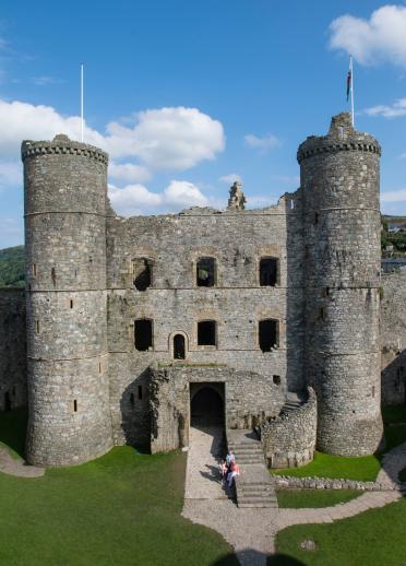 exterior view of Harlech Castle, Mid Wales.