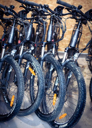 close up of ebikes.