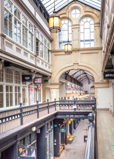 shopping arcade and balconies.