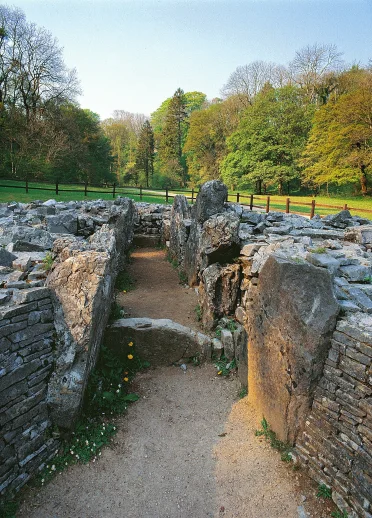 Exposed passageways in an ancient burial chamber.