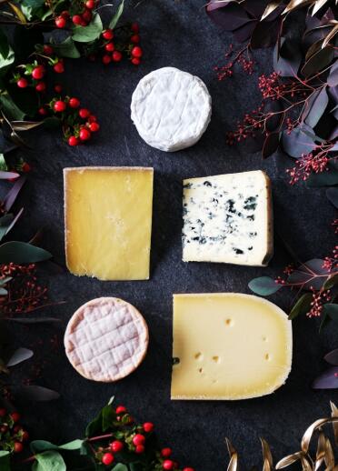 A selection of cheeses.