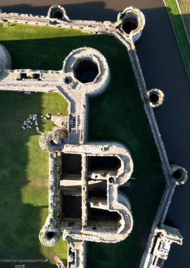 Beaumaris Castle, on the Isle of Anglesey, from above.