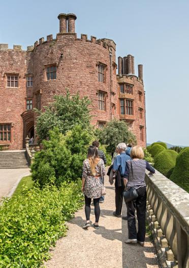People in gardens at Powis Castle.