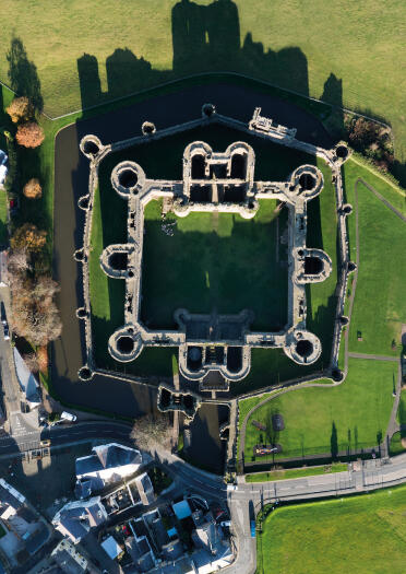 Aerial shot of Beaumaris Castle