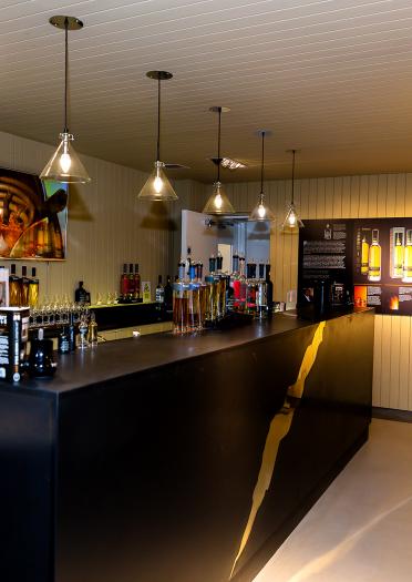 The bar area for tasting sessions at Penderyn Distillery.