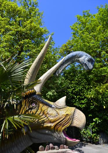 Two dinosaurs at Dan yr Ogof.