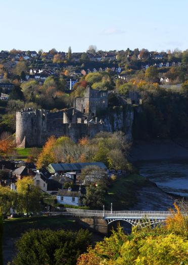Aerial view of Chepstow Castle