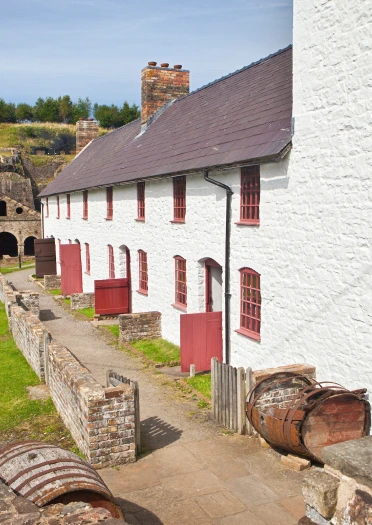 Outside of the cottages at the ironworks