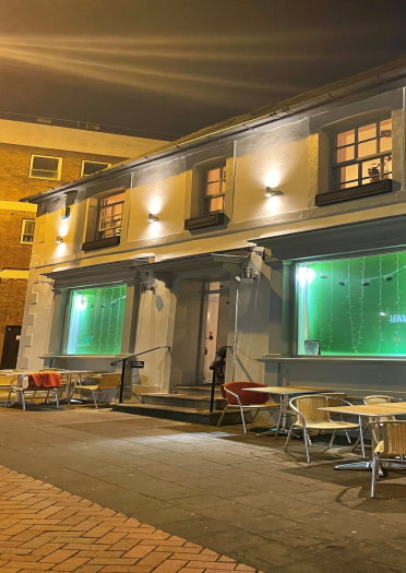 outside seating area at cafe.