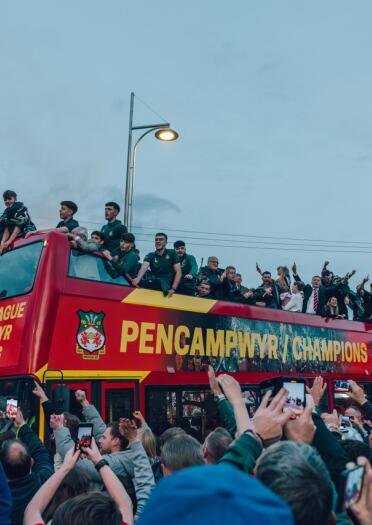 Wrexham AFC victory bus celebrations 