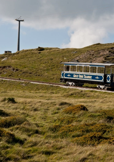 Great Orme Tramway climbing up the hill.
