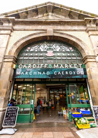 Entrance to Cardiff Market.