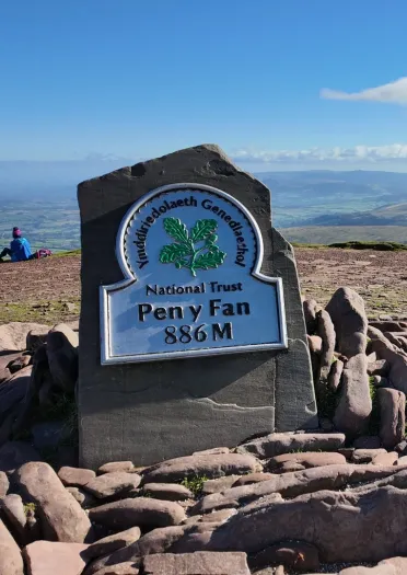 Pen y Fan summit, with wide ranging views over the countryside.