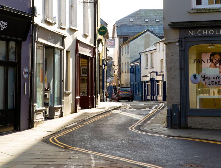 A street view of Brecon town.