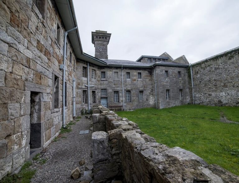 stone court yard of goal.