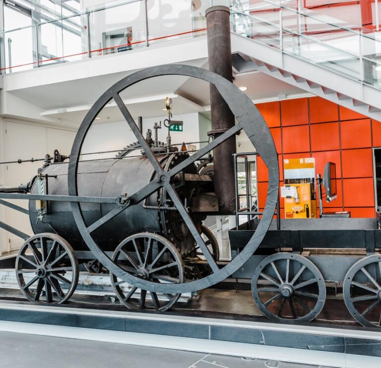 Coal wagon displayed at a museum.