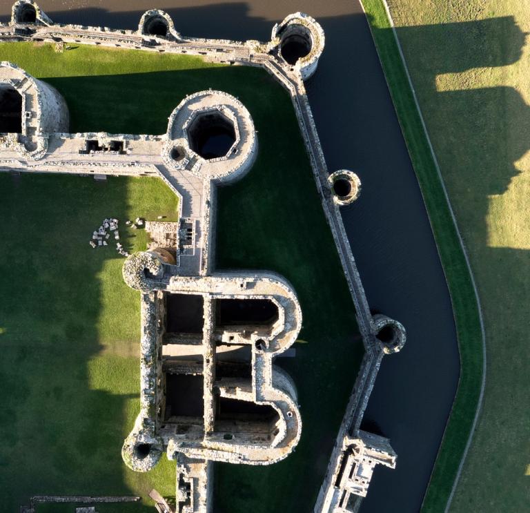 An aerial shot of Beaumaris Castle, Anglesey.