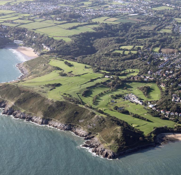 Langland Bay Golf Club from above.