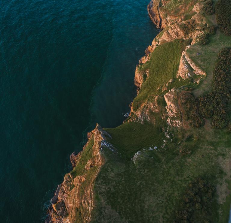 Wales Landscape and Sea Image Aerial View