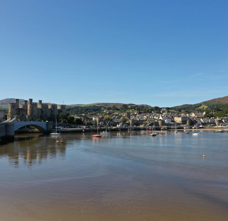 Conwy Castle and town from across the water.
