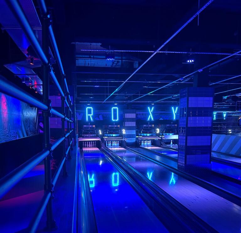 bowl alley with lights.