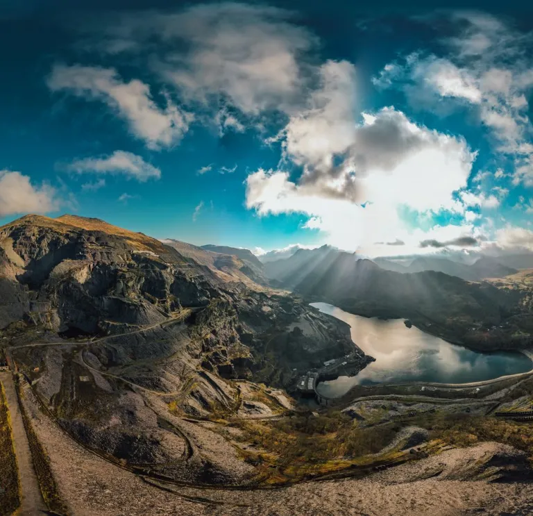 Slate quarry with clouds and grey moody light.