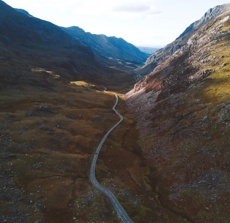 road between mountains.