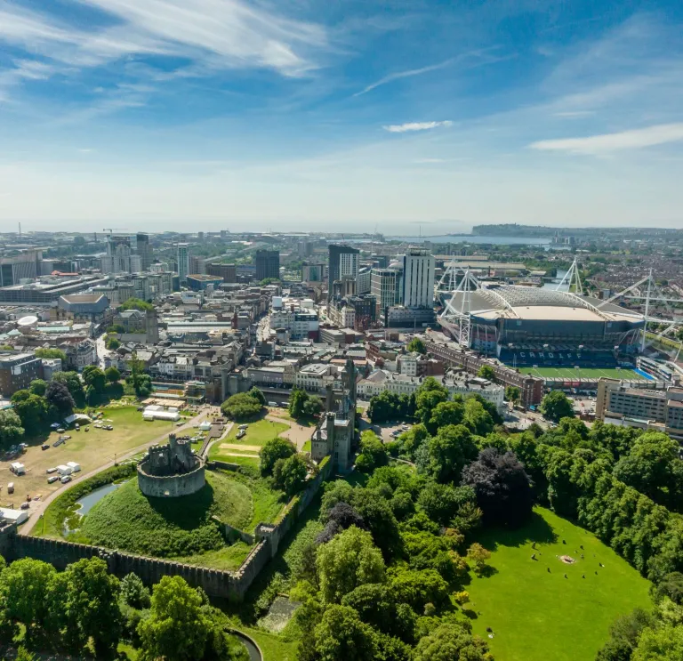 aerial view of Cardiff.
