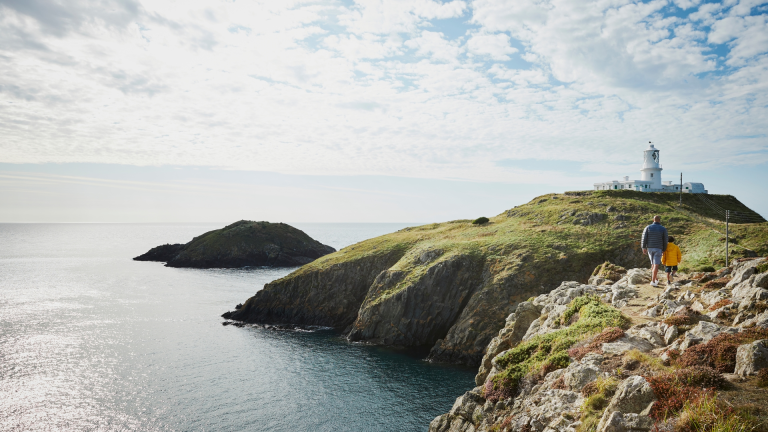 Walking at Strumble Head, Pembrokeshire.