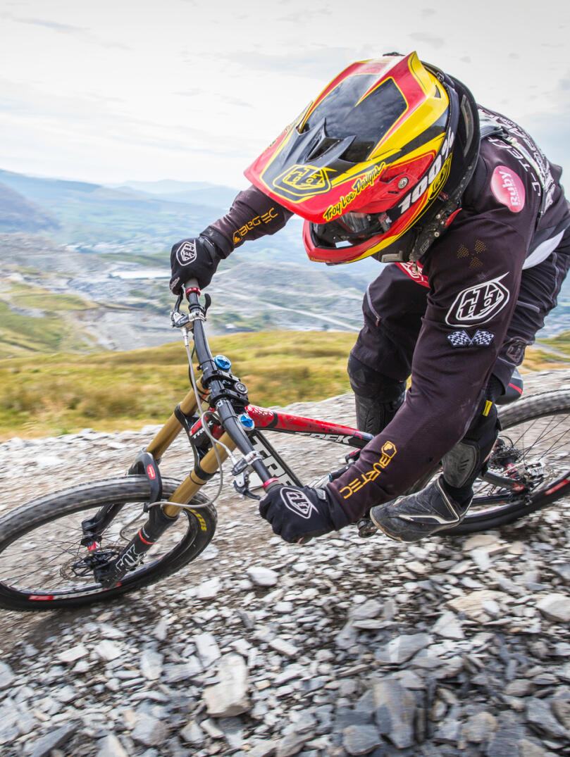 Image of a mountain biker at Antur Stiniog, Gwynedd