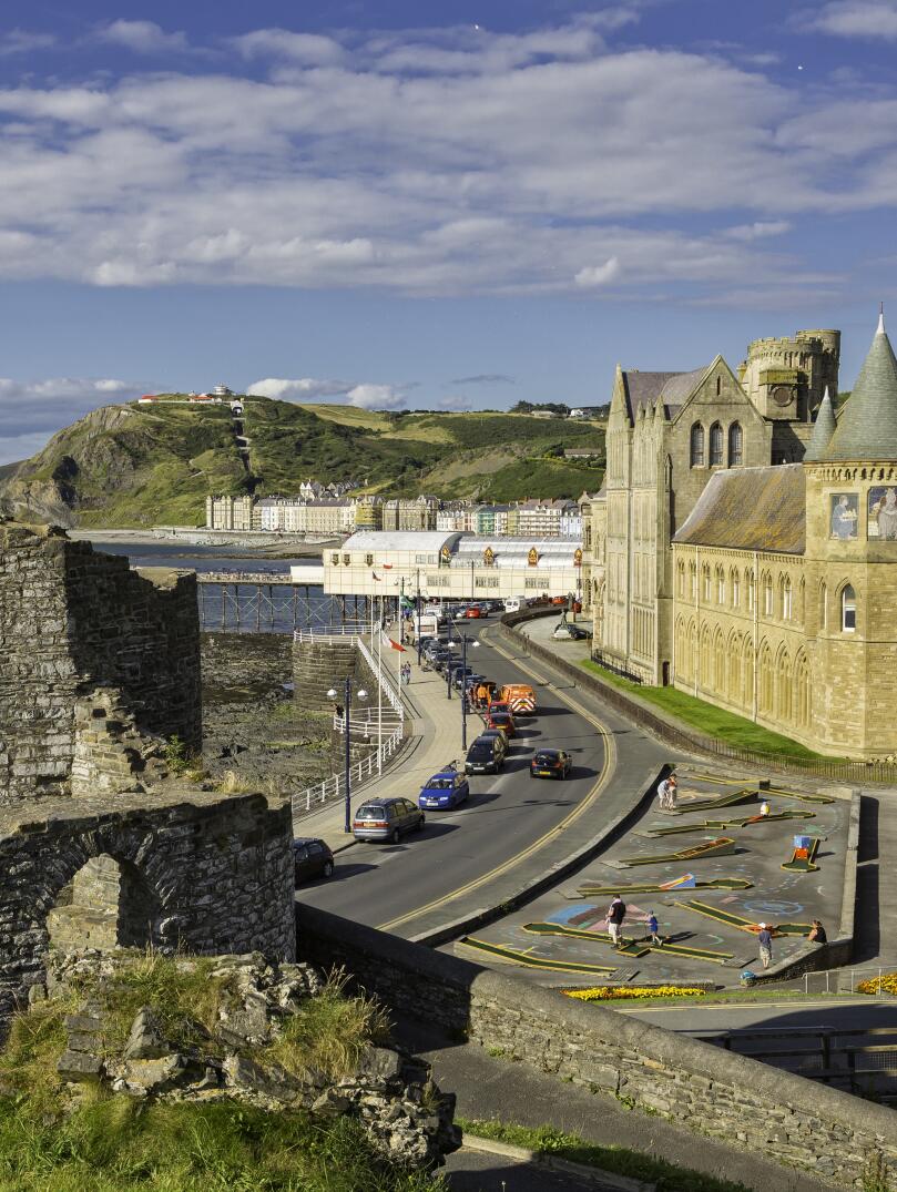Promenade and Old College Yr Hen Goleg Aberystwyth Ceredigion Mid Wales Coast Towns and Villages